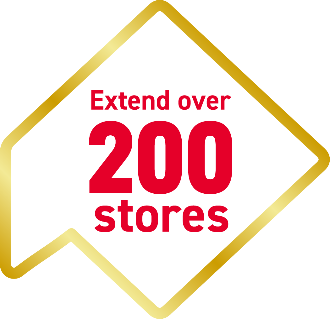 Extend over 200 stores